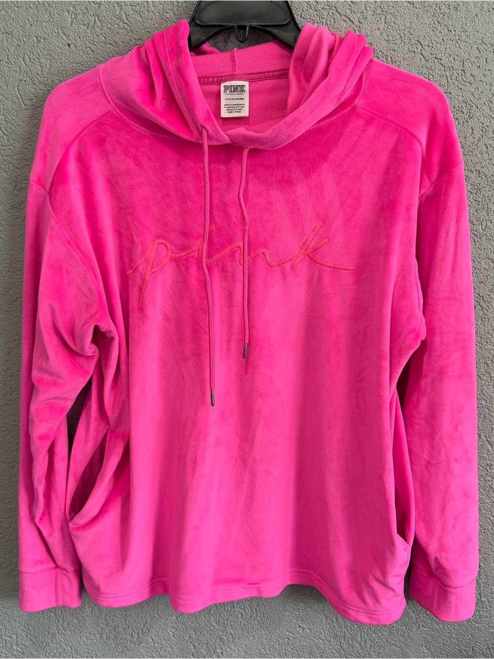 PINK Victoria's Secret Bright Pink Velour Hoodie